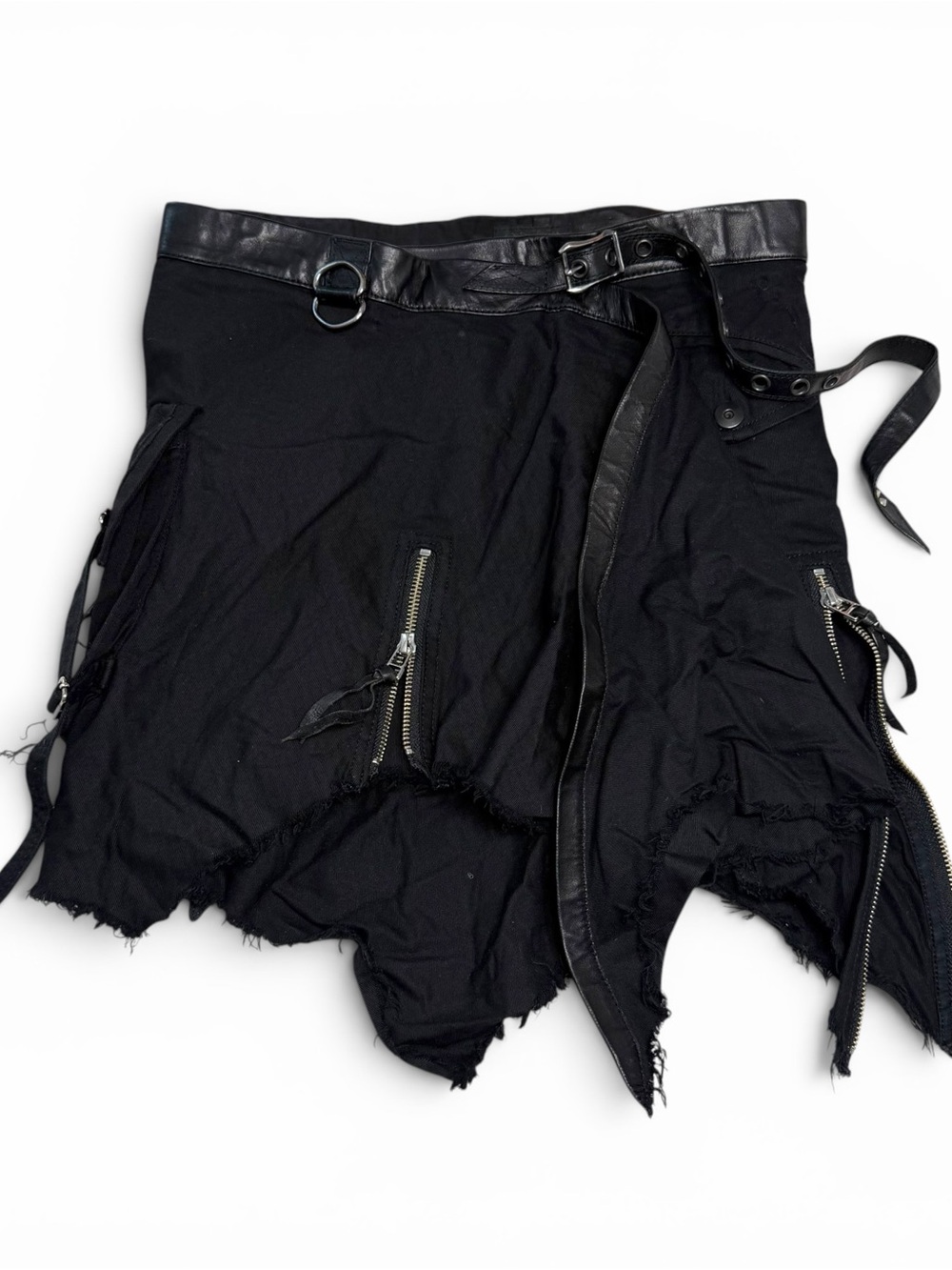 Japanese Archive Kmrii Sheepskin Leather Asymmetrical Wrap Skirt